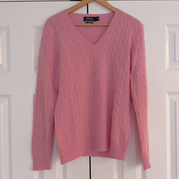 POLO by Ralph Lauren V-neck Cashmere Sweater Size L - Picture 2 of 4